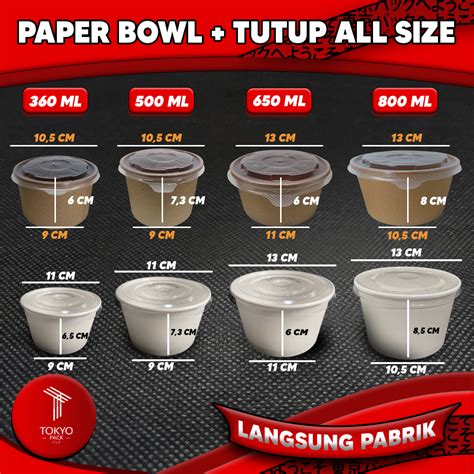 Jual Paper Bowl Tutup All Size Mangkok Kertas Paper Rice Bowl