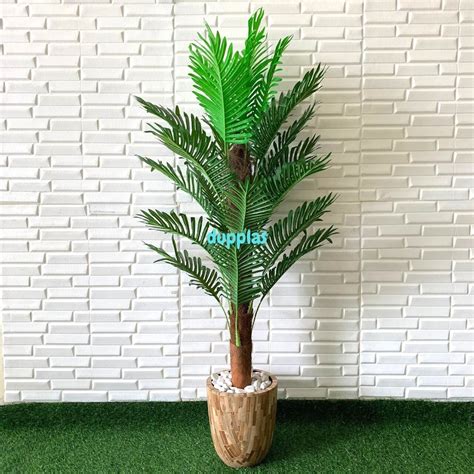 Jual Pohon Daun Palem Sikas Serabut Latex Artificial Pot Kayu Jati