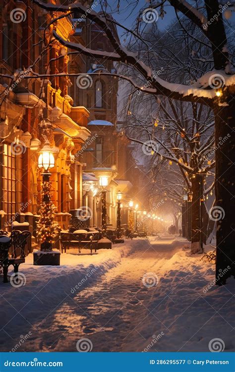 Snowy Night Scene stock illustration. Illustration of generative ...