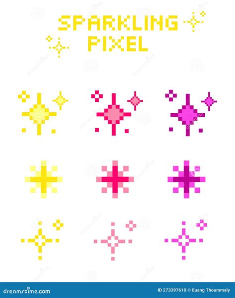 Sparkling Pixel Set Vector Sparkling Pixel Set Stock Vector