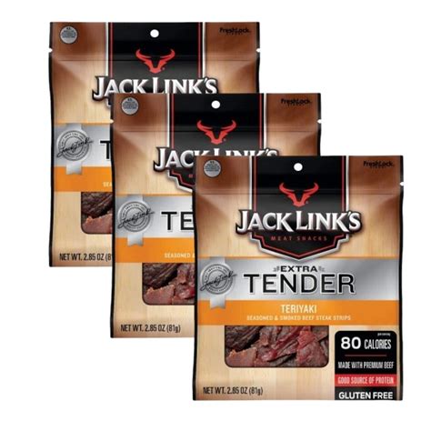 Jack Link S EXTRA Tender TERIYAKI Beef Steak Strips 2 85oz 3 Bags JAN