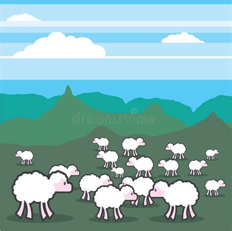 Flock Of Sheep Eps Stock Illustration Illustration Of Field