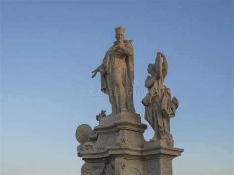 Baroque Statue Of Saint John Of Nepomuk With Golden Star Halo Holding