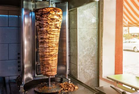 Rotating Spit For Making Traditional Turkish Street Food Doner Kebab On