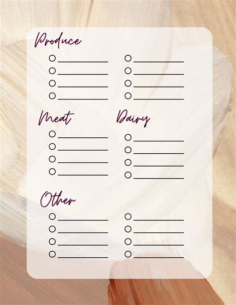 Printable Grocery List Grocery Shopping List Grocery List - Etsy