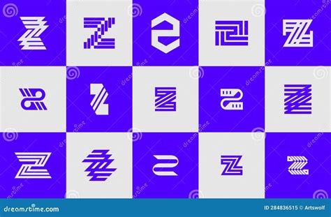 Modern Business Line Letter Z Icon Logo Design Bundle Digital Initial