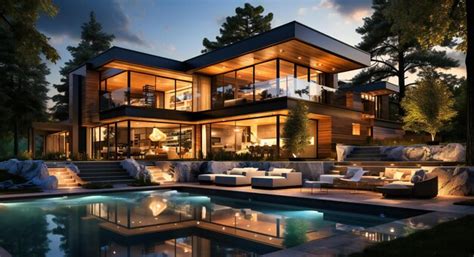 Premium AI Image | a modern style home with outdoor pool