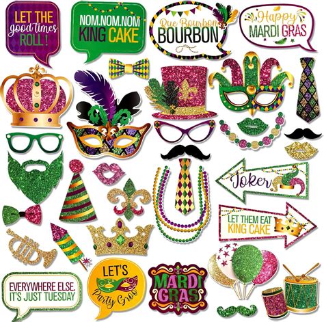 Howaf Mardi Gras Party Photo Booth Props Mardi Gras Photo Props Party Favors Kit