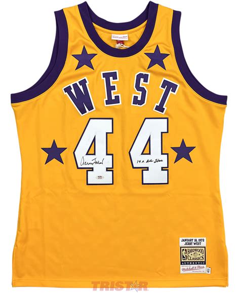 Jerry West Autographed 1972 73 All Star Mandn Authentic Jersey Inscribed 14x All Star