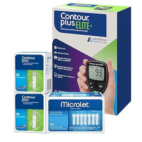 Glucómetro Contour Plus Elite con 100 tiras y 100 lancetas Amazon