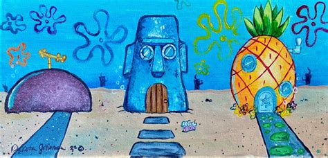 Acrylic Painting Of SpongeBobs Neighborhood Spongebob Landscape