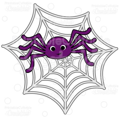 Cute Spider In Spiderweb Svg Cut File And Clipart