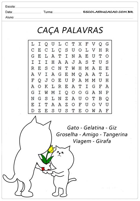 Atividade Caça Palavras 1 Ano