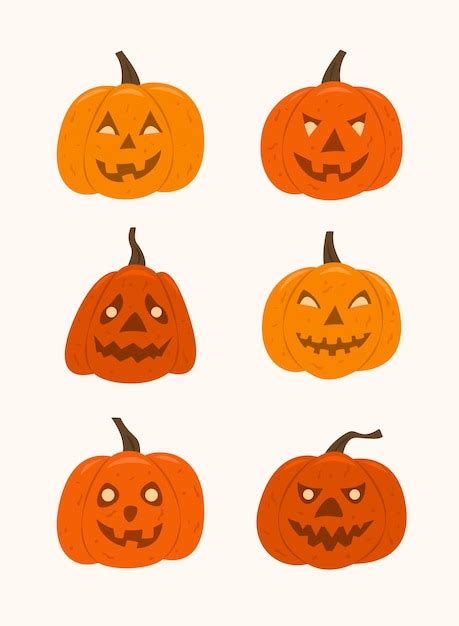 Premium Vector Jack O Lantern Pumpkins Halloween Concept Illustration Set