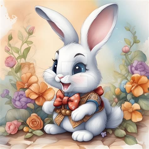 Easter Bunny in a Garden of Flowers by Adrian23N on DeviantArt