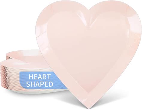 Dylives Pink Heart Shaped Dessert Plates 9 Disposable