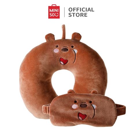 Jual MINISO Bantal Leher Travel Masker Mata Tidur We Bare Bears Bantal