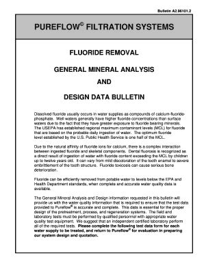 Fillable Online Pureflow Filtration Systems Fluoride Removal