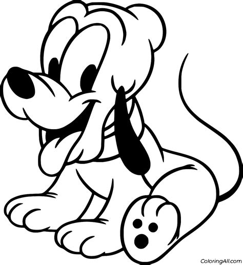 Baby Pluto Sits Down Coloring Page Coloringall