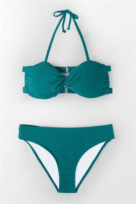 Teal Twisted Bandeau Bikini Cupshe Deutschland