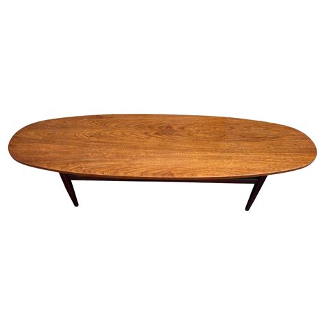 Mid Century Danish Modern Style Surfboard Coffee Table In Walnut By