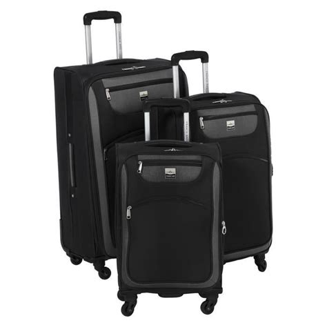 FRANCE BAG Set De 3 Valises Souple 4 Roues 56 66 76cm Noir