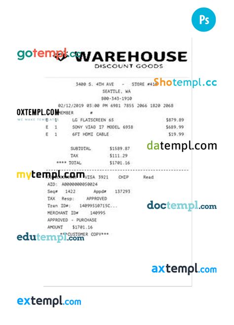 WAREHOUSE Receipt PSD Template GOTEMPL Templates With Design Service