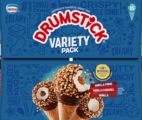 Drumstick Vanilla Fudge Vanilla Vanilla Caramel Cones Variety Pack