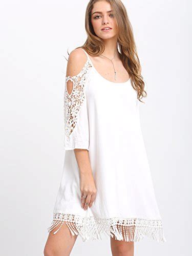 Milumia Women S Summer Cold Shoulder Crochet Lace Sleeve Loose Beach