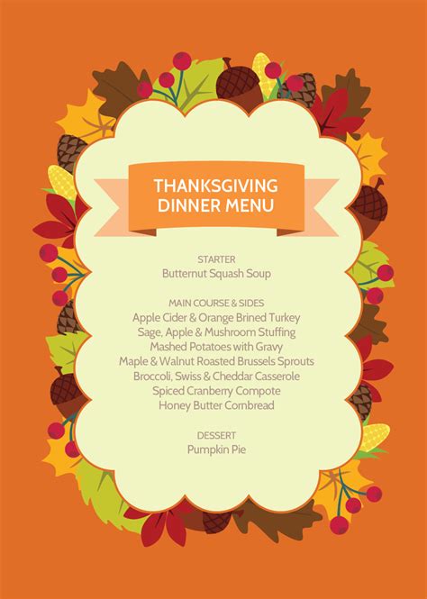 Traditional Thanksgiving Dinner Menu List