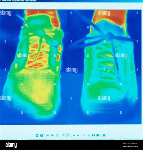 Sports Trainers Thermogram Of Sports Trainers That Are Being Worn On