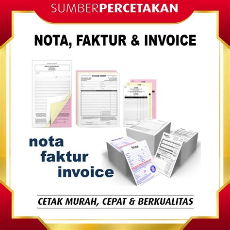 Jual Cetak Nota Invoice Surat Jalan Tanda Terima Ukuran Folio