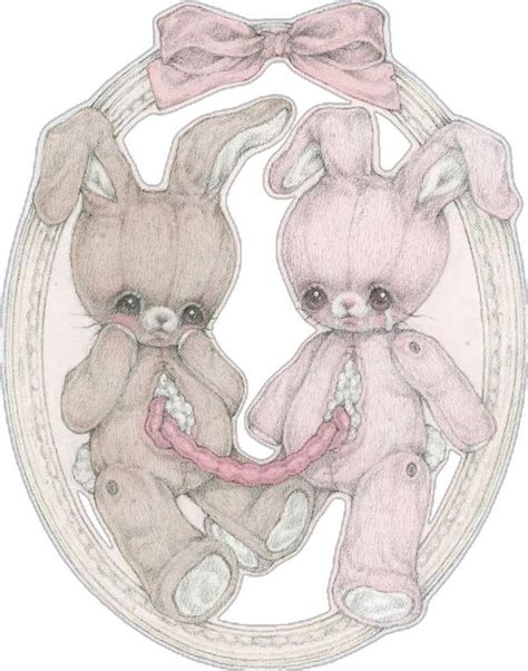 Two Teddy Bears Are Holding Hands In Front Of An Oval Frame With Pink