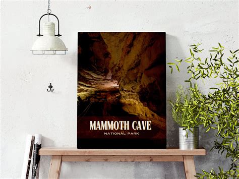 Mammoth Cave Retro Wall Art, Mammoth Cave Canvas, Mammoth Cave Framed ...