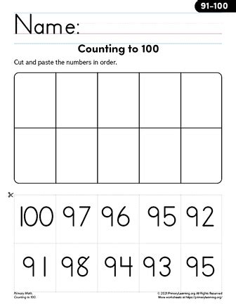 Counting to 100 Assessment Worksheet - Have Fun Teaching - Worksheets ...