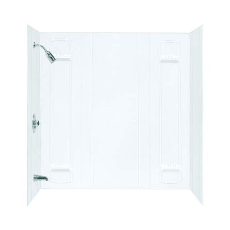 Mustee Durawall White Fiberglass Bathtub Wall Surround Common 32 In X 60 In Actual 57 In X