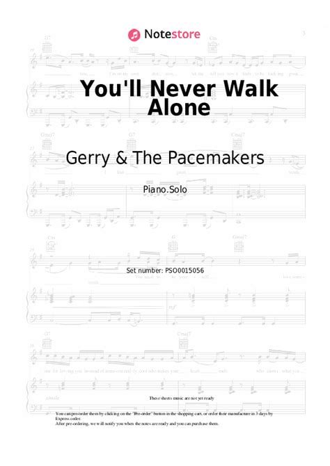 You Ll Never Walk Alone Piano Sheet Music Gerry The Pacemakers In