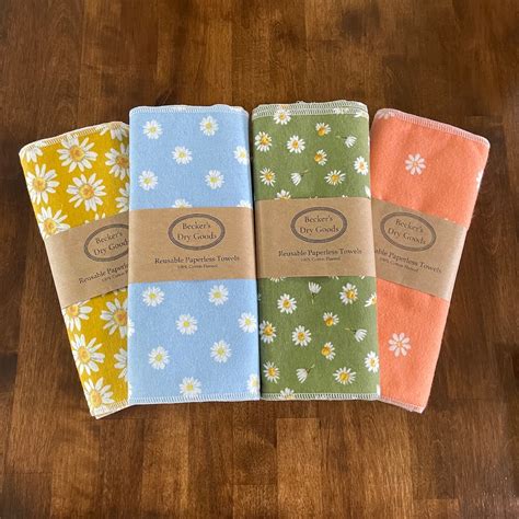 Reusable Paperless Cloth Towels, Eco Friendly Kitchen, Paper Towel Replacement, Daisies, Flowers ...