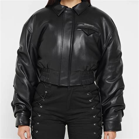 MANIÈRE DE VOIR Tacked Vegan Leather Bomber Depop