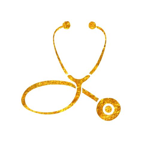 Premium Vector Hand Drawn Stethoscope Icon In Gold Foil Texture