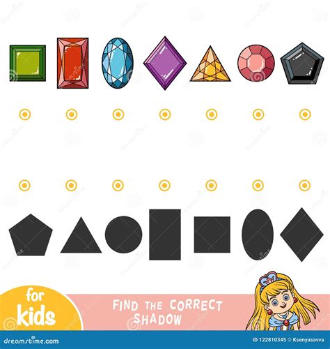 Find the Correct Shadow, Game for Children, Gemstones Stock Vector - Illustration of shadow ...