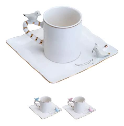 Jogo Xícara Café Porcelana Passarinho Bird Wolff 6p Promoção Frete grátis