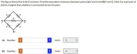 Solved The Figure Shows Five 646 Î© Resistors Find The Equivalent