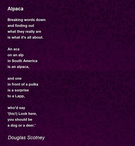 Alpaca Alpaca Poem By Douglas Scotney