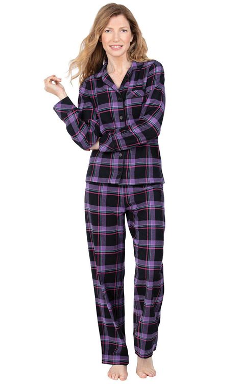 Flannel Pajamas Plaid Flannel Black Slippers Embroidered Heart