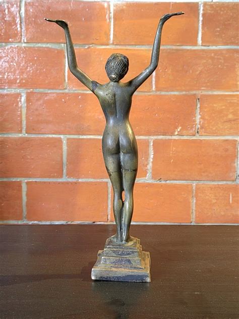 Old Brass Naked Freedom Lady Sculpture Hobbies Toys Memorabilia