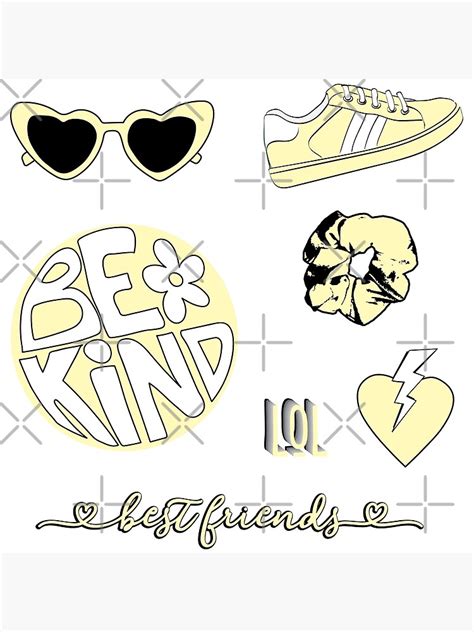 Light Yellow Be Kind Aesthetic Sticker Pack Poster By The Goods