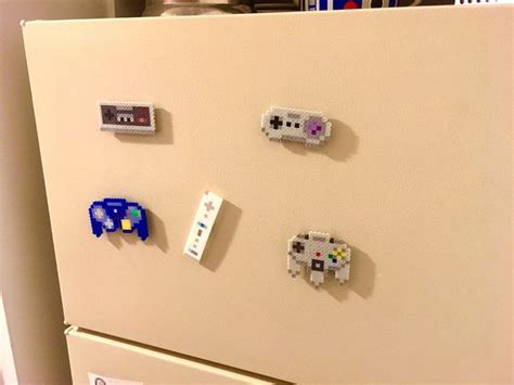 Nintendo Controller Retro Perler Bead Icons Magnets Pins 8 Bit Pixel Art Etsy Easy Perler