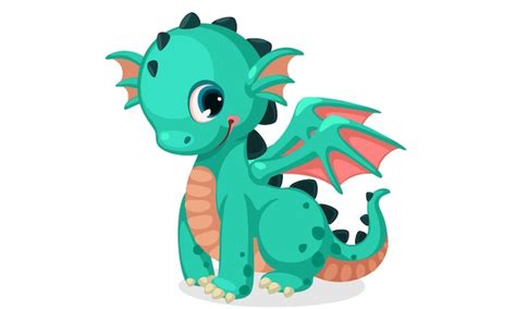 Free Vector | Cute green dragon cartoon vector