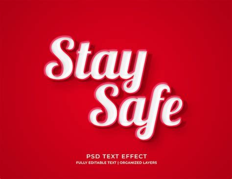 Premium Psd Stay Safe Red Mockup Text Effect Template